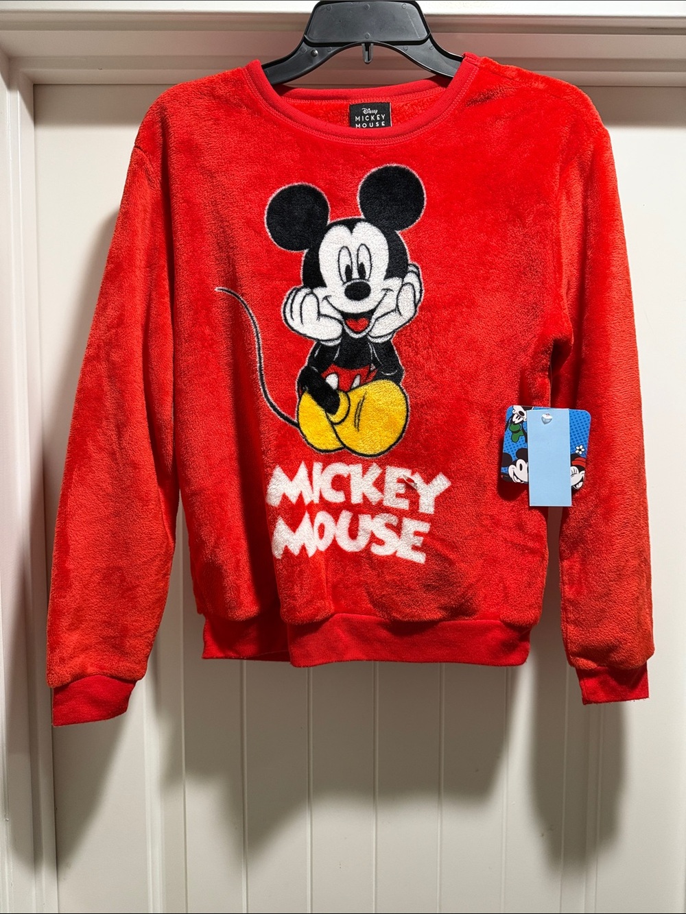 Disney Red Mickey Mouse Plush Crewneck Sweatshirt